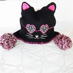 Joe Boxer black/pink kitty muff knit cap